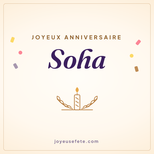 Image carrée « Joyeux anniversaire Soha » pour WhatsApp