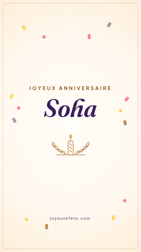 Image « Joyeux anniversaire Soha » au format story