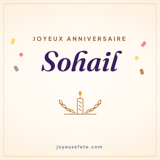 Image carrée « Joyeux anniversaire Sohail » pour WhatsApp