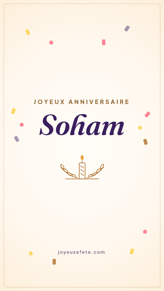 Image « Joyeux anniversaire Soham » au format story
