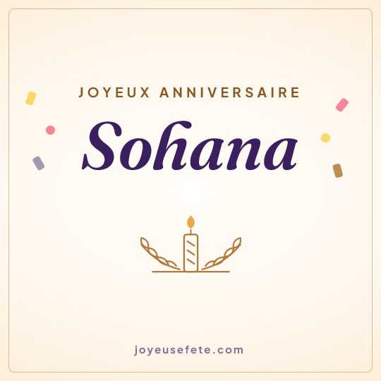 Image carrée « Joyeux anniversaire Sohana » pour WhatsApp