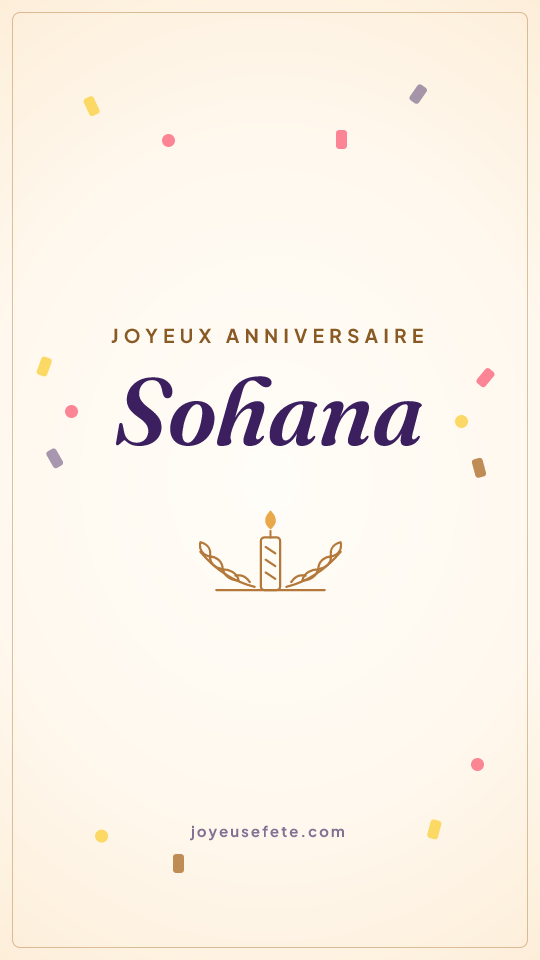 Image « Joyeux anniversaire Sohana » au format story