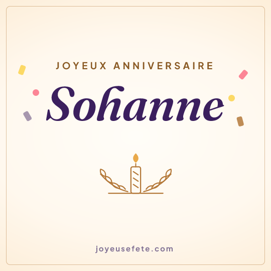 Image carrée « Joyeux anniversaire Sohanne » pour WhatsApp