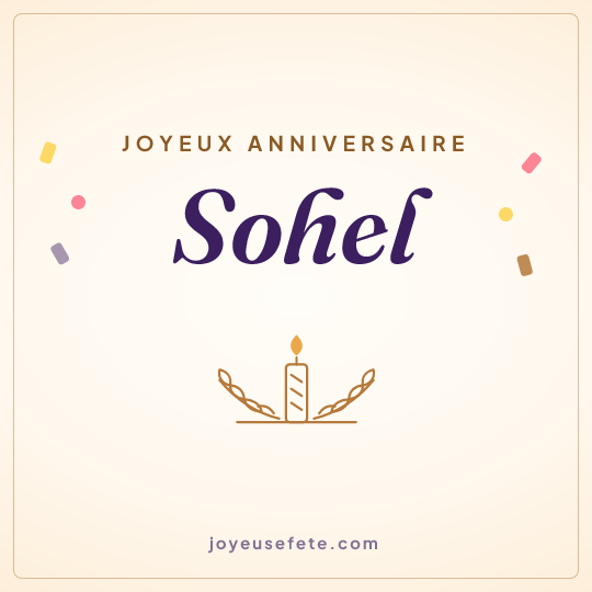 Image carrée « Joyeux anniversaire Sohel » pour WhatsApp