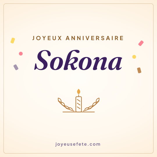 Image carrée « Joyeux anniversaire Sokona » pour WhatsApp