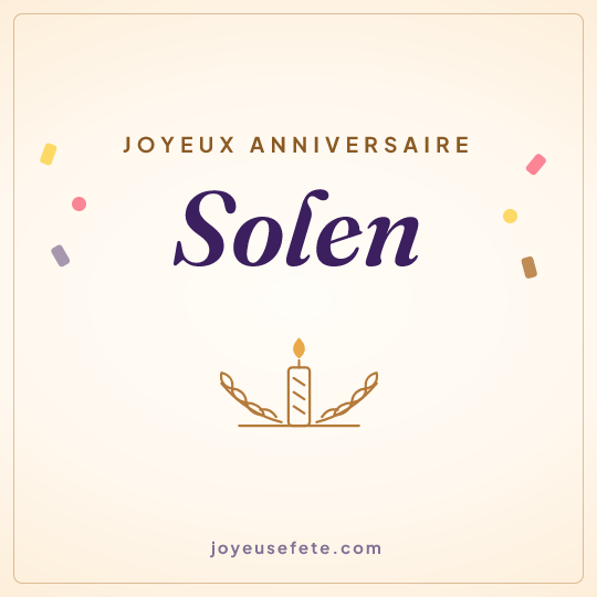 Image carrée « Joyeux anniversaire Solen » pour WhatsApp