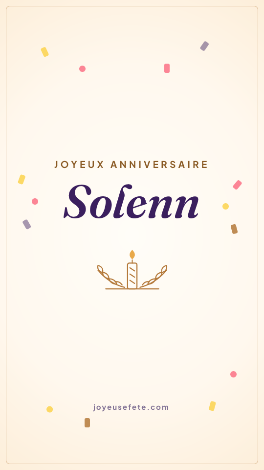 Image « Joyeux anniversaire Solenn » au format story