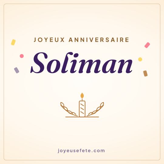 Image carrée « Joyeux anniversaire Soliman » pour WhatsApp