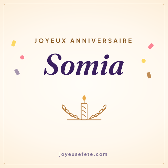 Image carrée « Joyeux anniversaire Somia » pour WhatsApp