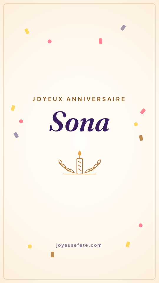 Image « Joyeux anniversaire Sona » au format story
