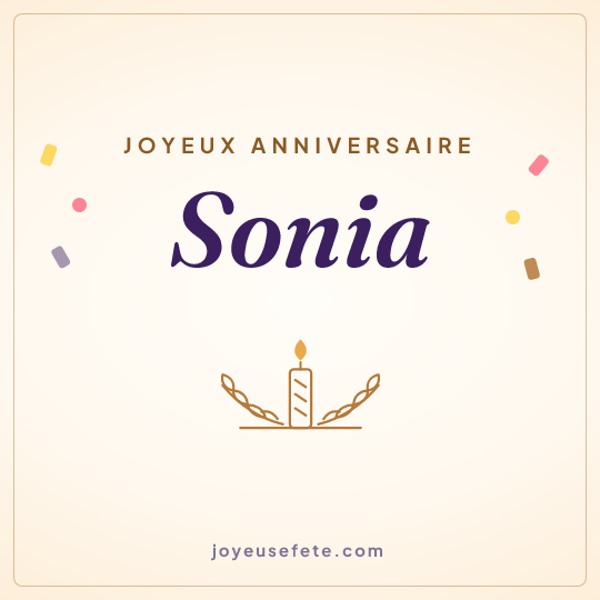 Image carrée « Joyeux anniversaire Sonia » pour WhatsApp