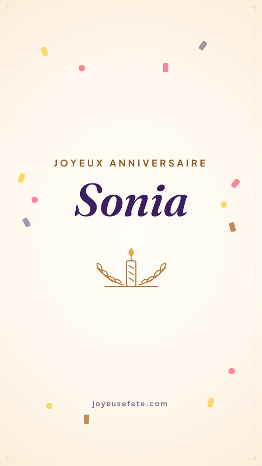 Image « Joyeux anniversaire Sonia » au format story