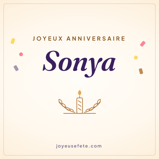 Image carrée « Joyeux anniversaire Sonya » pour WhatsApp