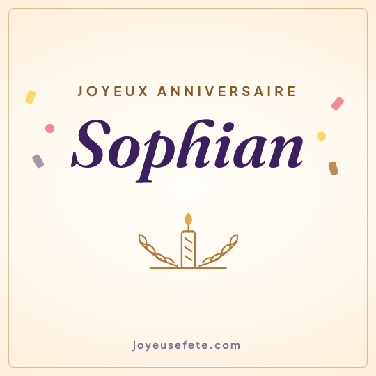 Image carrée « Joyeux anniversaire Sophian » pour WhatsApp