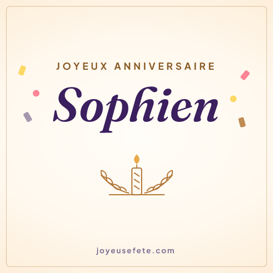 Image carrée « Joyeux anniversaire Sophien » pour WhatsApp