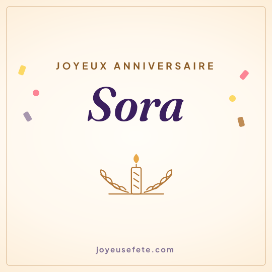 Image carrée « Joyeux anniversaire Sora » pour WhatsApp