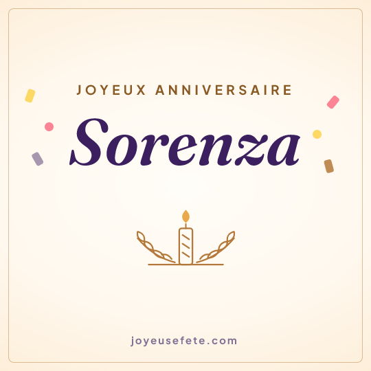 Image carrée « Joyeux anniversaire Sorenza » pour WhatsApp