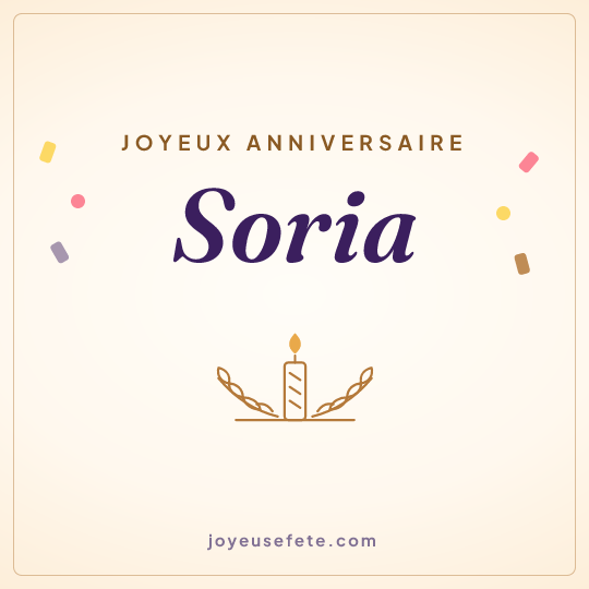 Image carrée « Joyeux anniversaire Soria » pour WhatsApp
