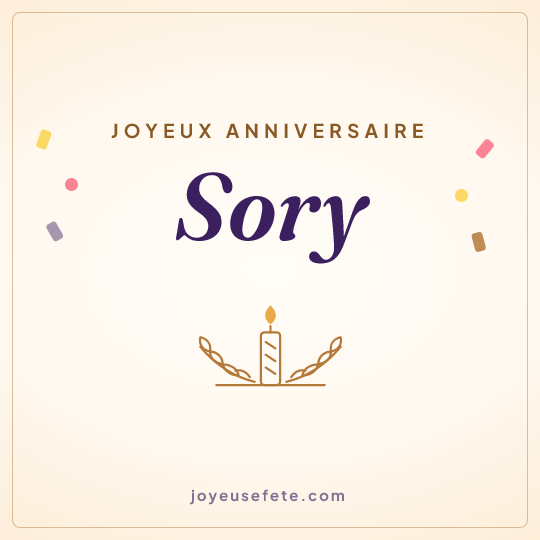 Image carrée « Joyeux anniversaire Sory » pour WhatsApp