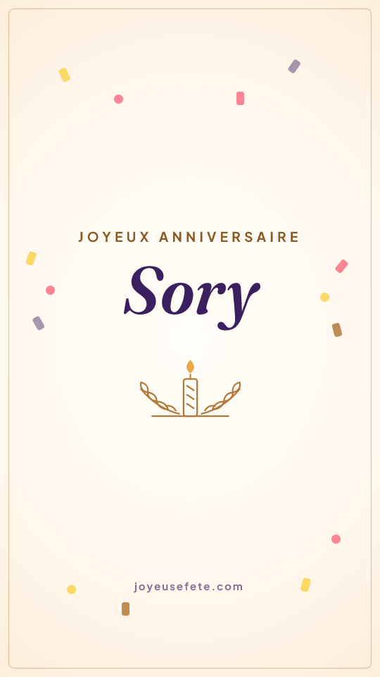 Image « Joyeux anniversaire Sory » au format story