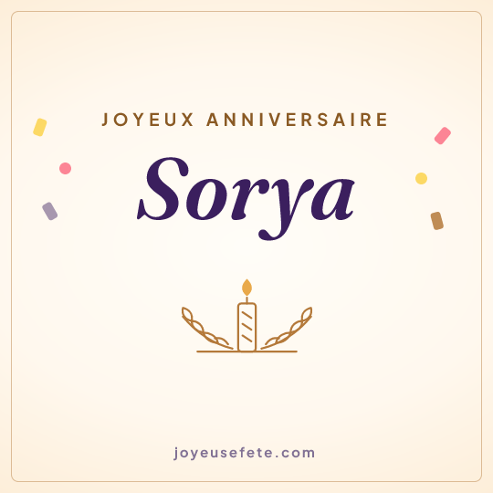 Image carrée « Joyeux anniversaire Sorya » pour WhatsApp