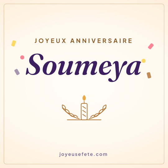 Image carrée « Joyeux anniversaire Soumeya » pour WhatsApp