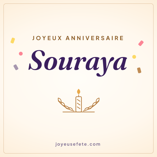 Image carrée « Joyeux anniversaire Souraya » pour WhatsApp