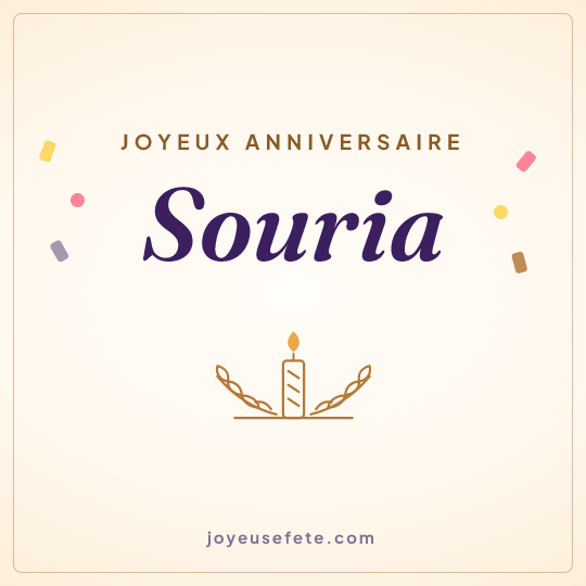 Image carrée « Joyeux anniversaire Souria » pour WhatsApp