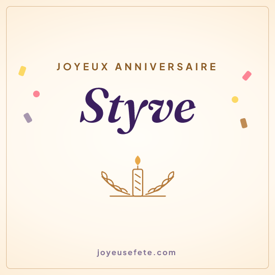 Image carrée « Joyeux anniversaire Styve » pour WhatsApp
