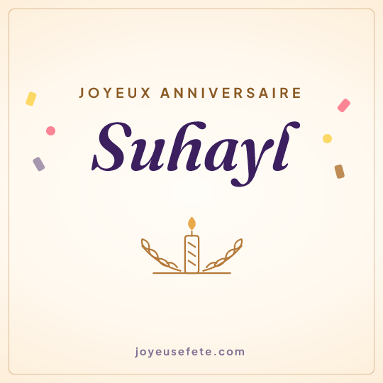 Image carrée « Joyeux anniversaire Suhayl » pour WhatsApp