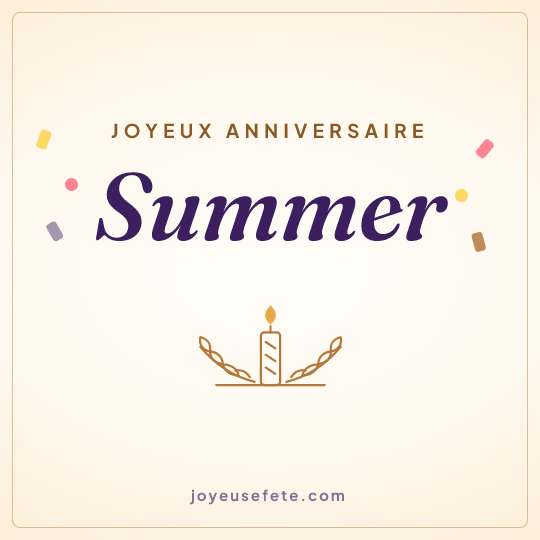 Image carrée « Joyeux anniversaire Summer » pour WhatsApp