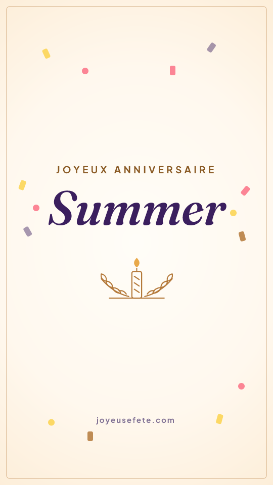 Image « Joyeux anniversaire Summer » au format story
