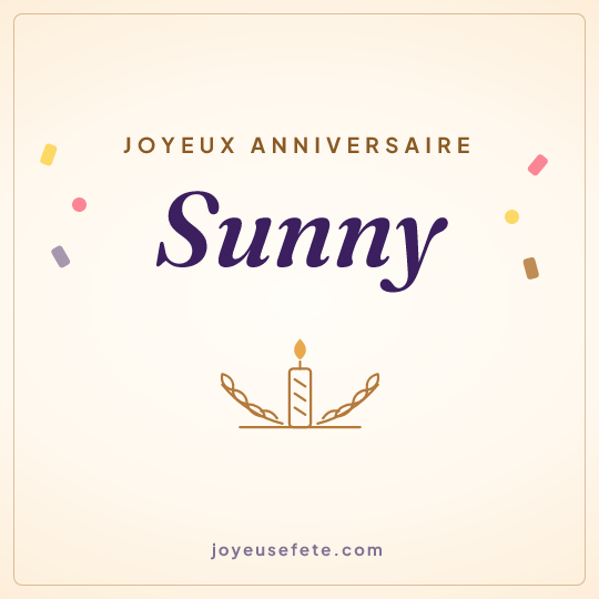 Image carrée « Joyeux anniversaire Sunny » pour WhatsApp
