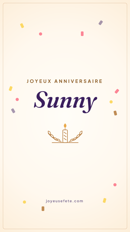 Image « Joyeux anniversaire Sunny » au format story