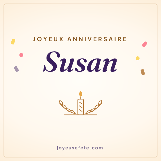 Image carrée « Joyeux anniversaire Susan » pour WhatsApp