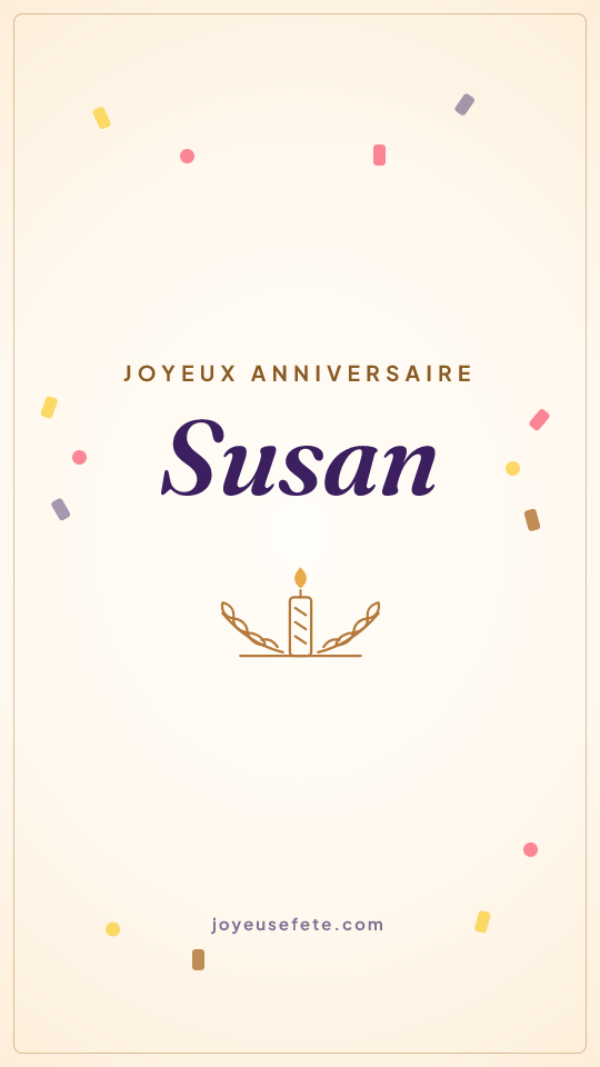 Image « Joyeux anniversaire Susan » au format story