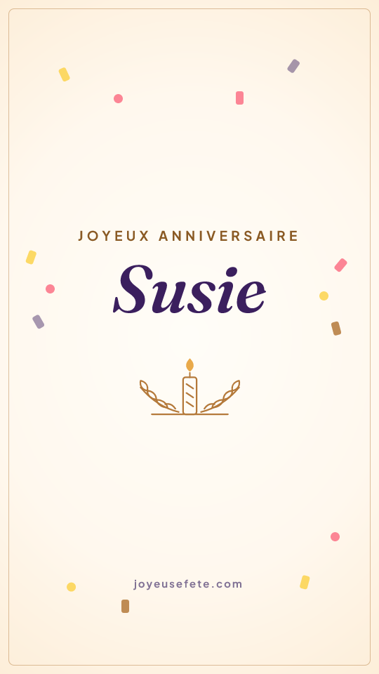 Image « Joyeux anniversaire Susie » au format story