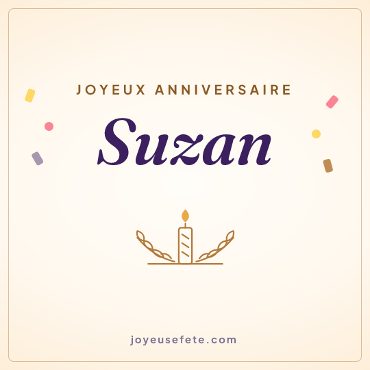 Image carrée « Joyeux anniversaire Suzan » pour WhatsApp