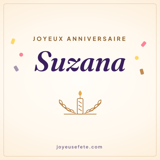 Image carrée « Joyeux anniversaire Suzana » pour WhatsApp