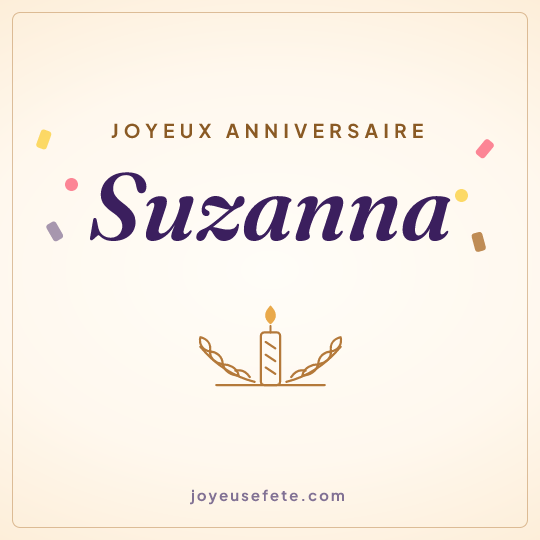 Image carrée « Joyeux anniversaire Suzanna » pour WhatsApp