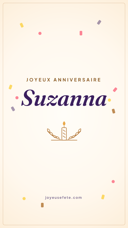 Image « Joyeux anniversaire Suzanna » au format story