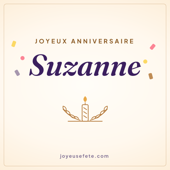 Image carrée « Joyeux anniversaire Suzanne » pour WhatsApp