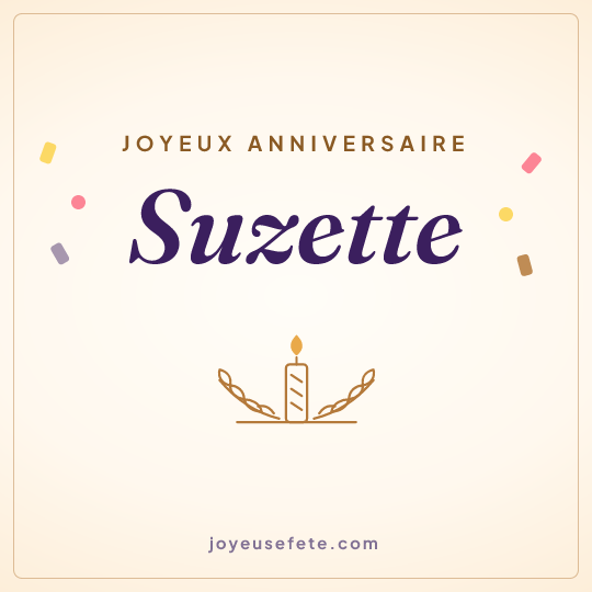 Image carrée « Joyeux anniversaire Suzette » pour WhatsApp