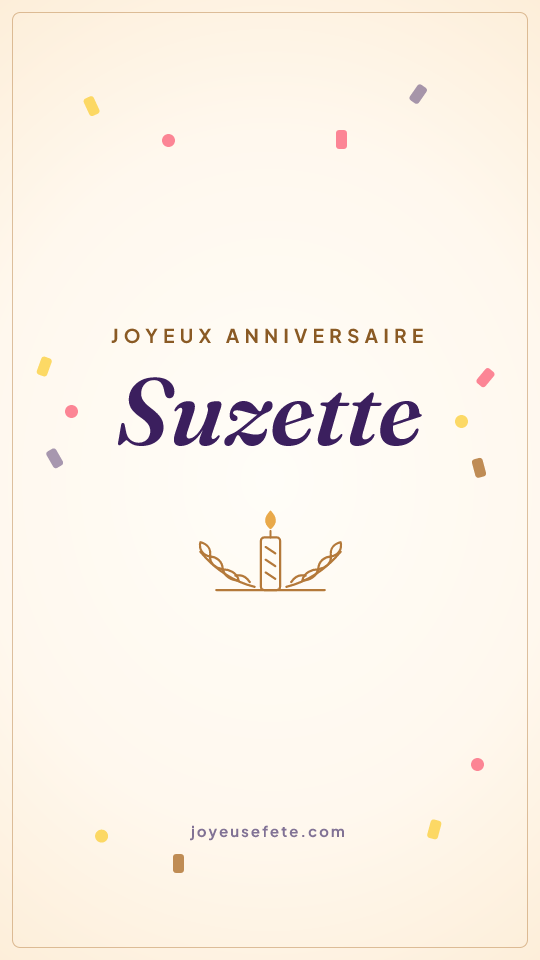Image « Joyeux anniversaire Suzette » au format story