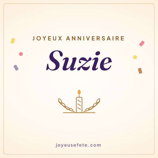 Image carrée « Joyeux anniversaire Suzie » pour WhatsApp