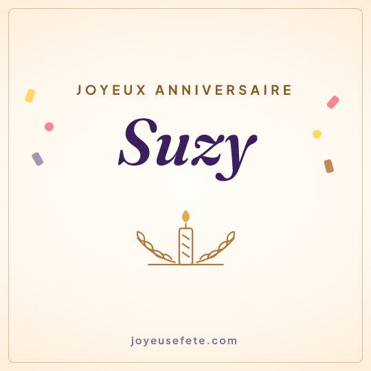Image carrée « Joyeux anniversaire Suzy » pour WhatsApp