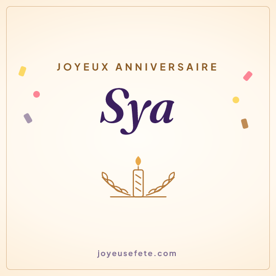 Image carrée « Joyeux anniversaire Sya » pour WhatsApp