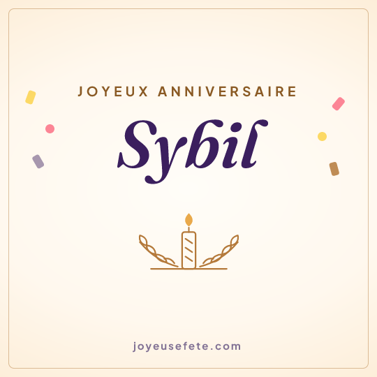 Image carrée « Joyeux anniversaire Sybil » pour WhatsApp