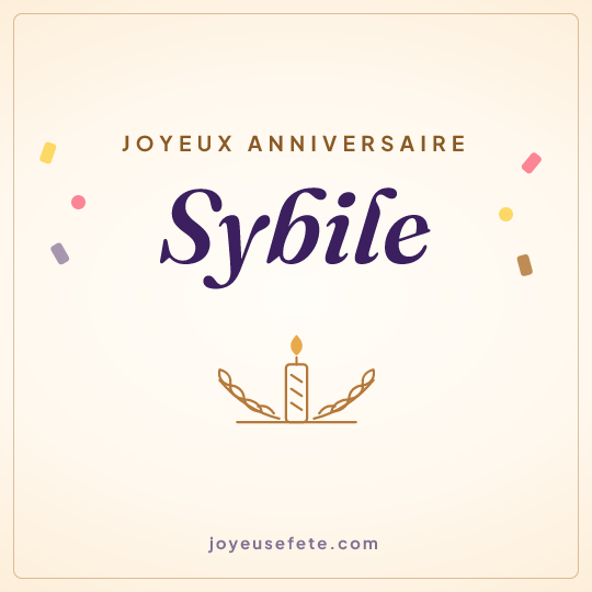 Image carrée « Joyeux anniversaire Sybile » pour WhatsApp