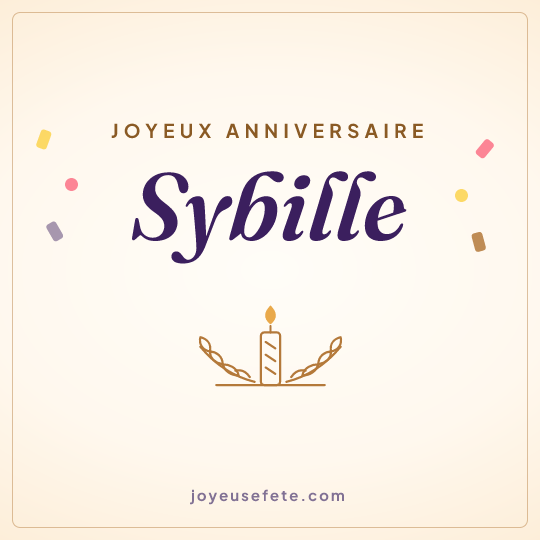 Image carrée « Joyeux anniversaire Sybille » pour WhatsApp